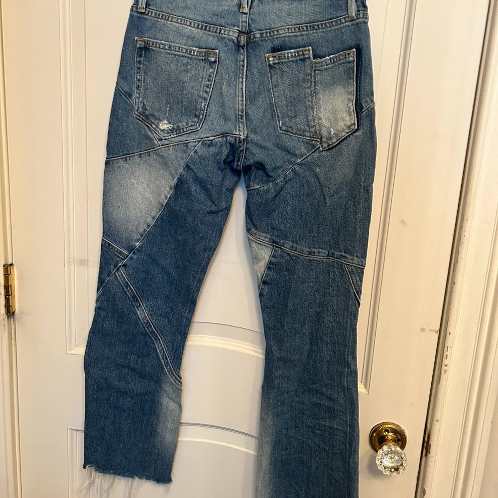 Frame Patchwork Bootcut Cropped Jean Medium-Wash - image 4